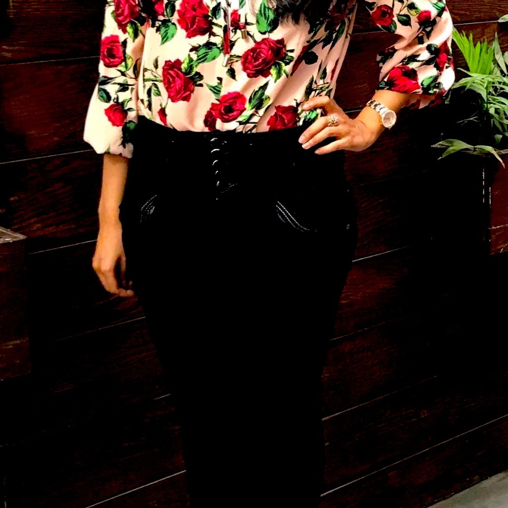 Peach Floral Cold Shoulder Top with Straps